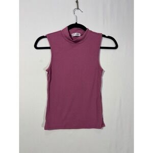 Ribbed Mock Neck Popular 21 Sleeveless Top Womens Medium Plum Purple